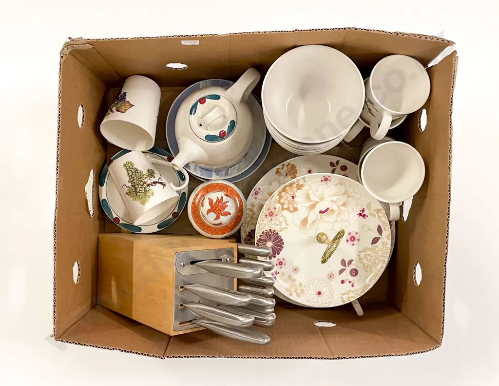 Qty of Assorted China together With Knife Block Image 1++