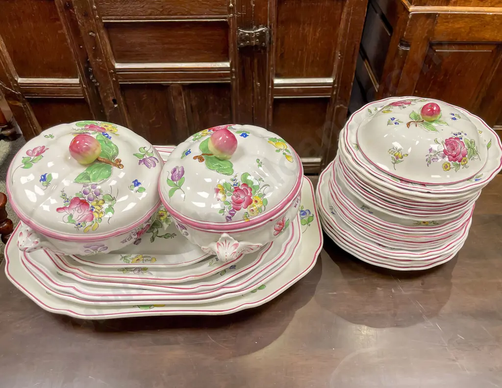 Copeland Spode "Luneville" Graduated Ashettes with Pair of Tureens and Plates Image 1++