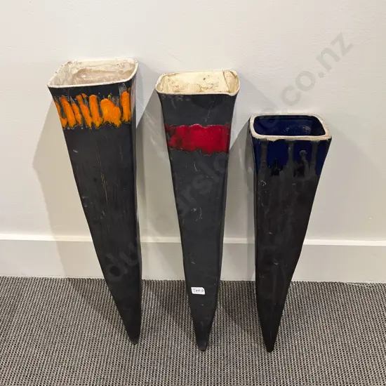 Set of Three Wall Hanging Pottery Vases
