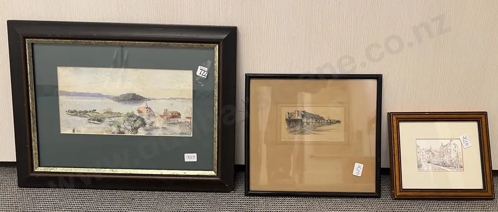 Mabel Withers - Watercolour together with Two Small Architectural Etchings Image 1++