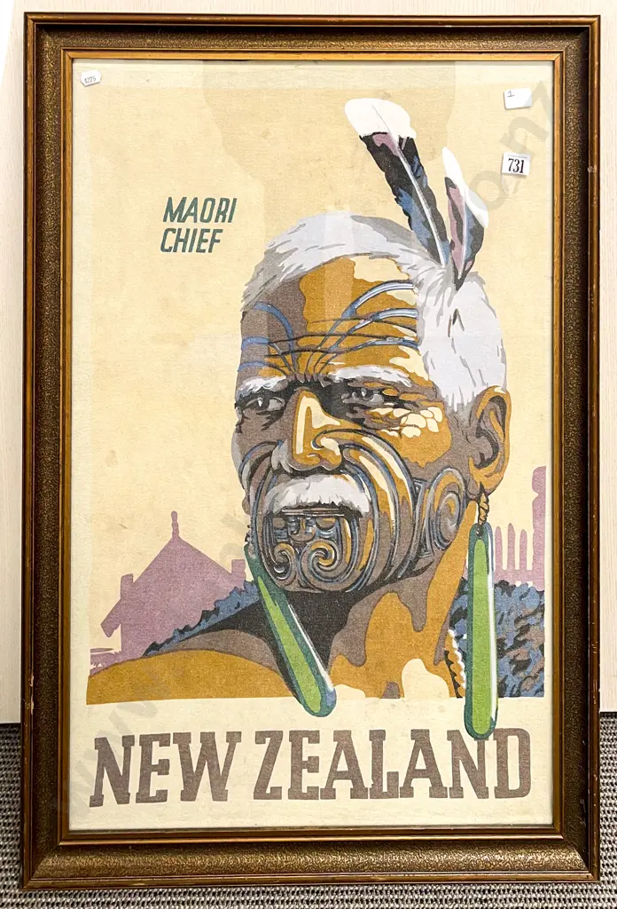 Framed NZ Screenprinted Linen Tea Towel Image 1++