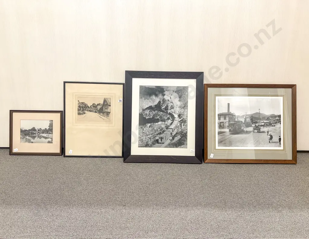 Three Assorted Photographic Prints Together with Etching Image 1++