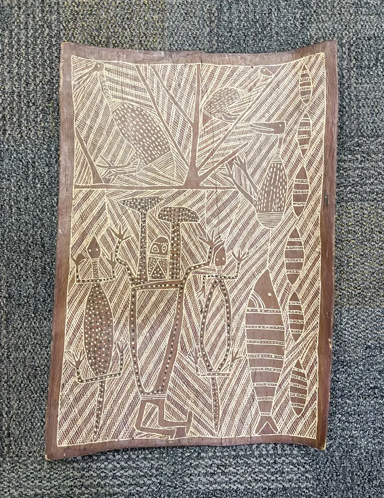 Aboriginal Work on Bark Image 1++