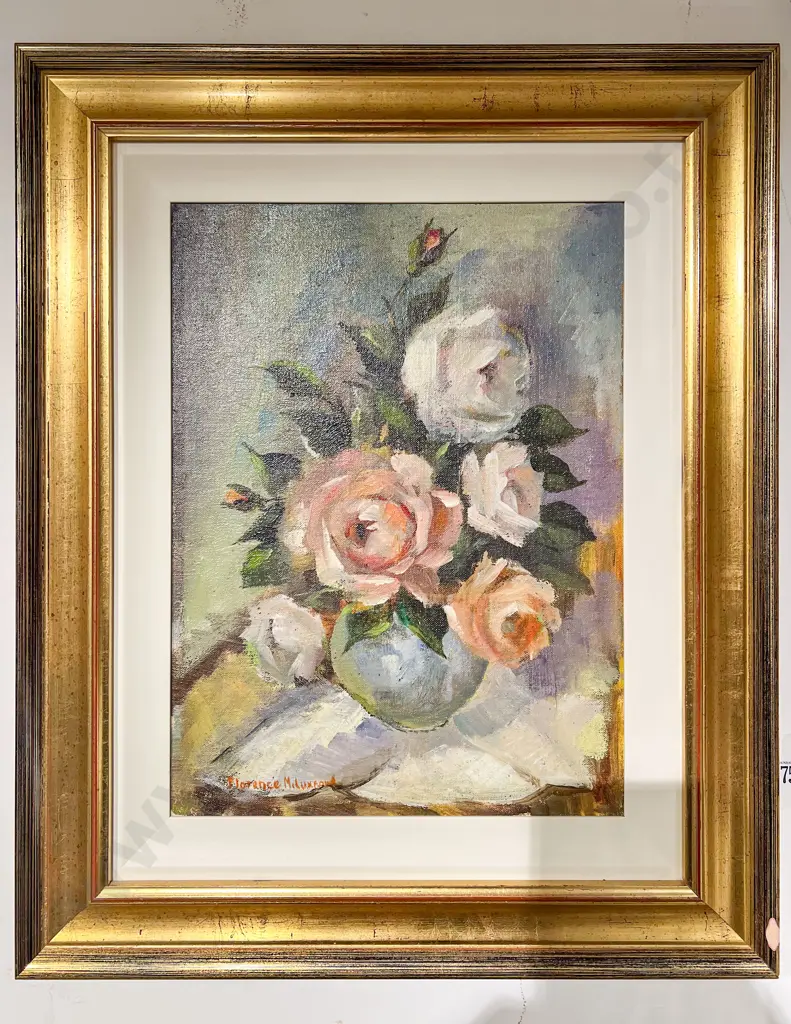 Florence M Luxford - Early Summer Roses - Oil on Board Image 1++