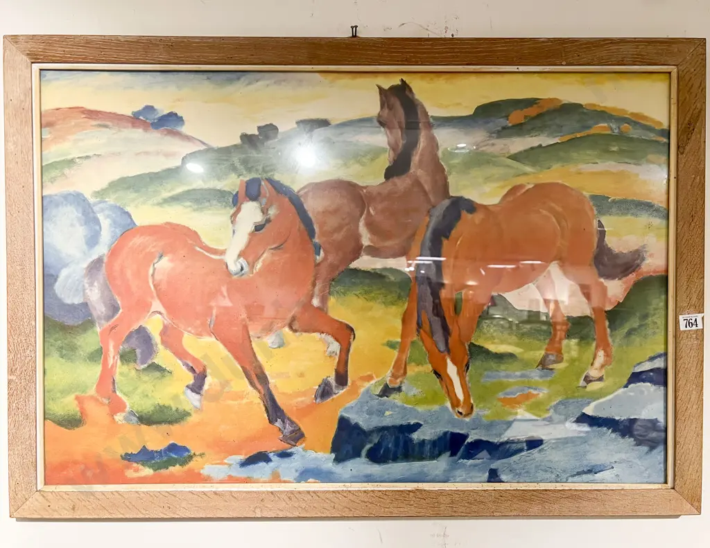 Framed Reproduction Print - Franz Marc The Red Horses Image 1++