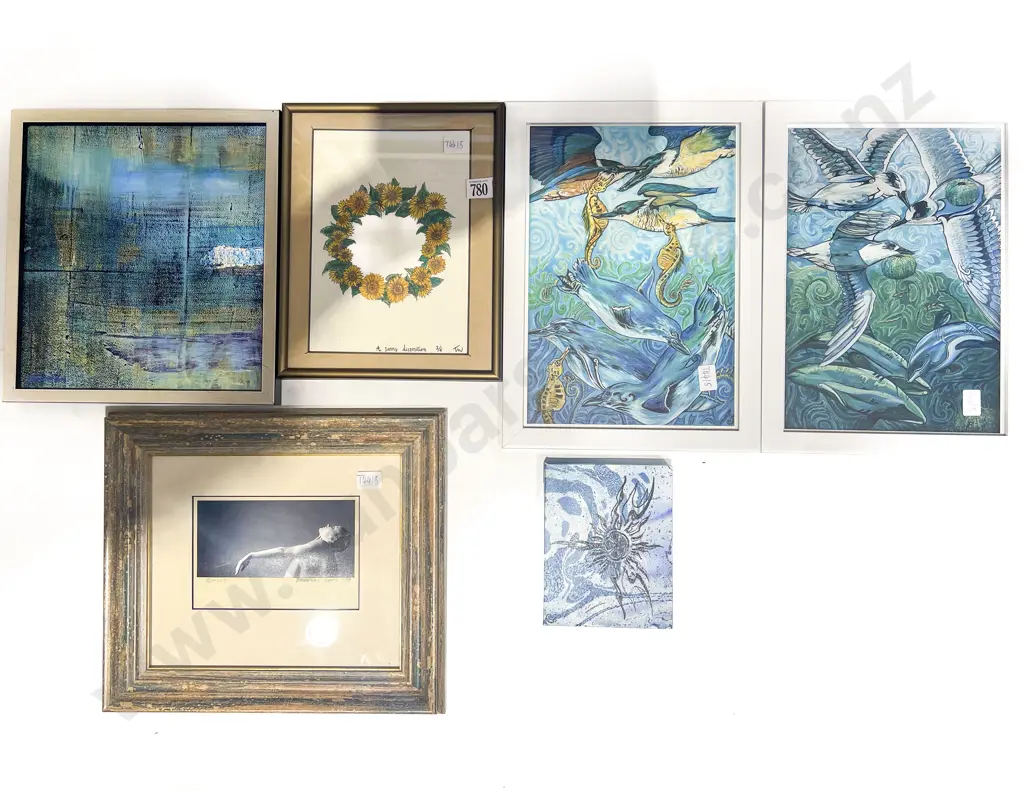 Two Works By Sarah Wairau Together with Four Assorted Prints & Originals Image 1++