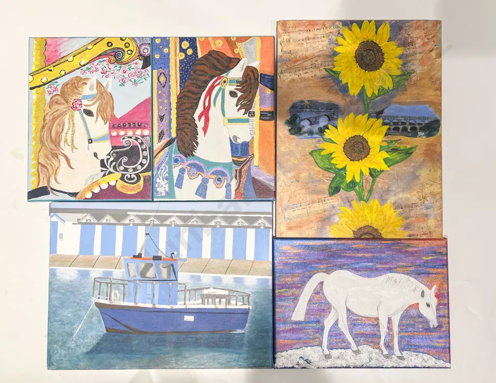 Five Assorted Oil on Canvas Works Image 1++