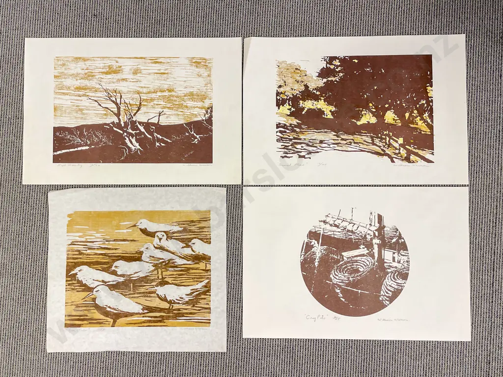 Unknown Artist - Three Ltd Ed Woodblock Prints Image 1++