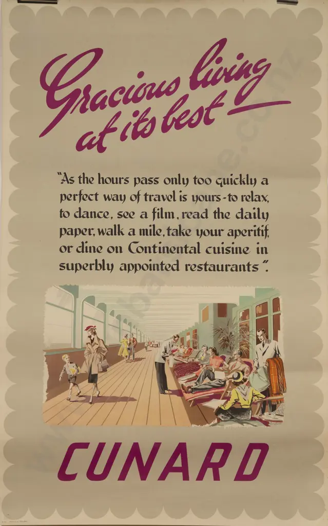 Vintage Cunard Line Travel Poster C1950 (unframed) Image 1++