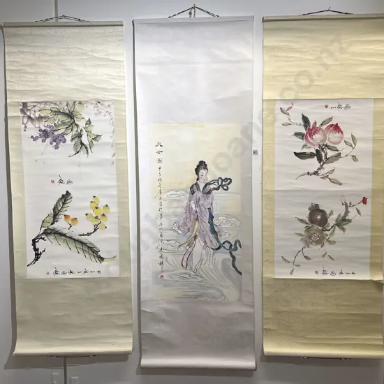 Three Hand Painted Scrolls