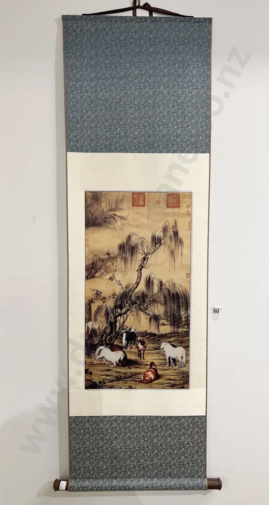 Reproduction Print on Silk Scroll Image 1++