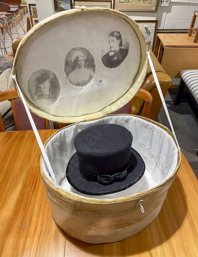 Dawn Ellen - Matriarchy - Paper Mache Replica Hat Box & Felt Replica Top Hat Image 1++