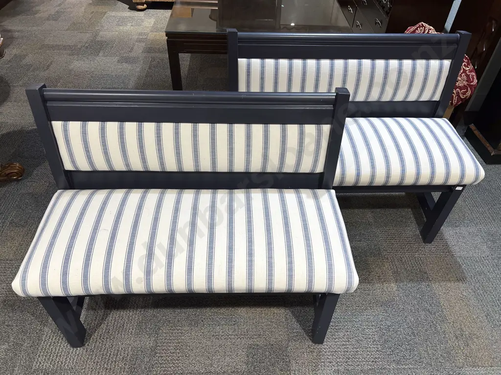Pair of Modern Upholstered Two Seater Benches Image 1++