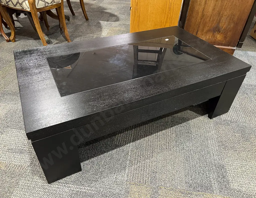 Low Recangular Coffee Table with Central Glass Insert Image 1++