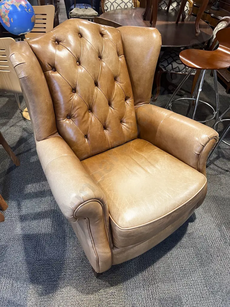 Leather Wingback Arm Chair Image 1++