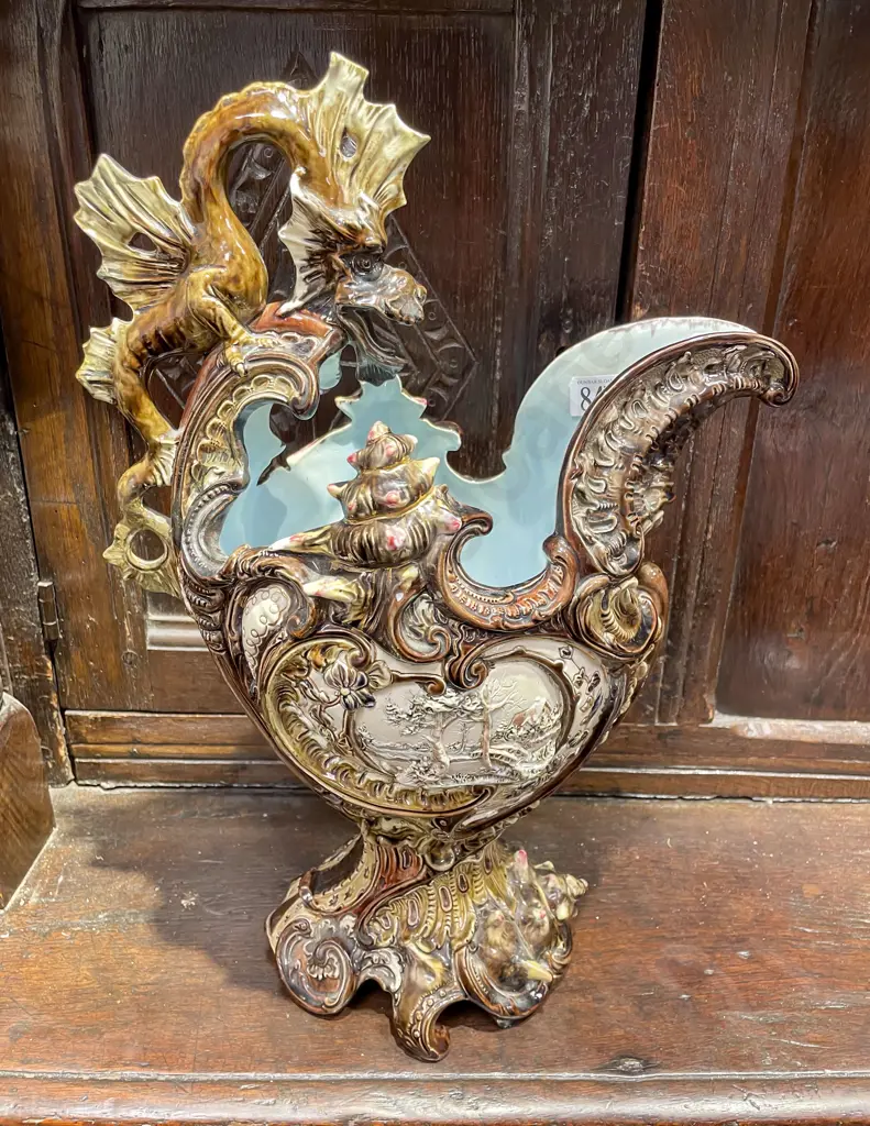 Victorian Majolica Shell Form Ewer Image 1++
