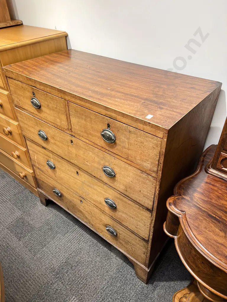 Regency Mahogany Flat Front Four Drawer Chest (faded) Image 1++