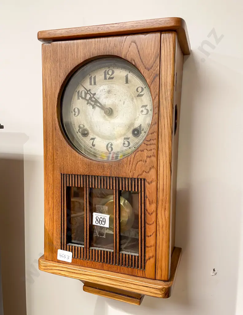 Oak Cased Wall Clock Image 1++