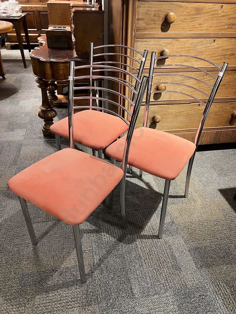 Three Chrome Dining Chairs Image 1++