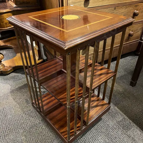 Inlaid Mahogany Revolving Bookcase