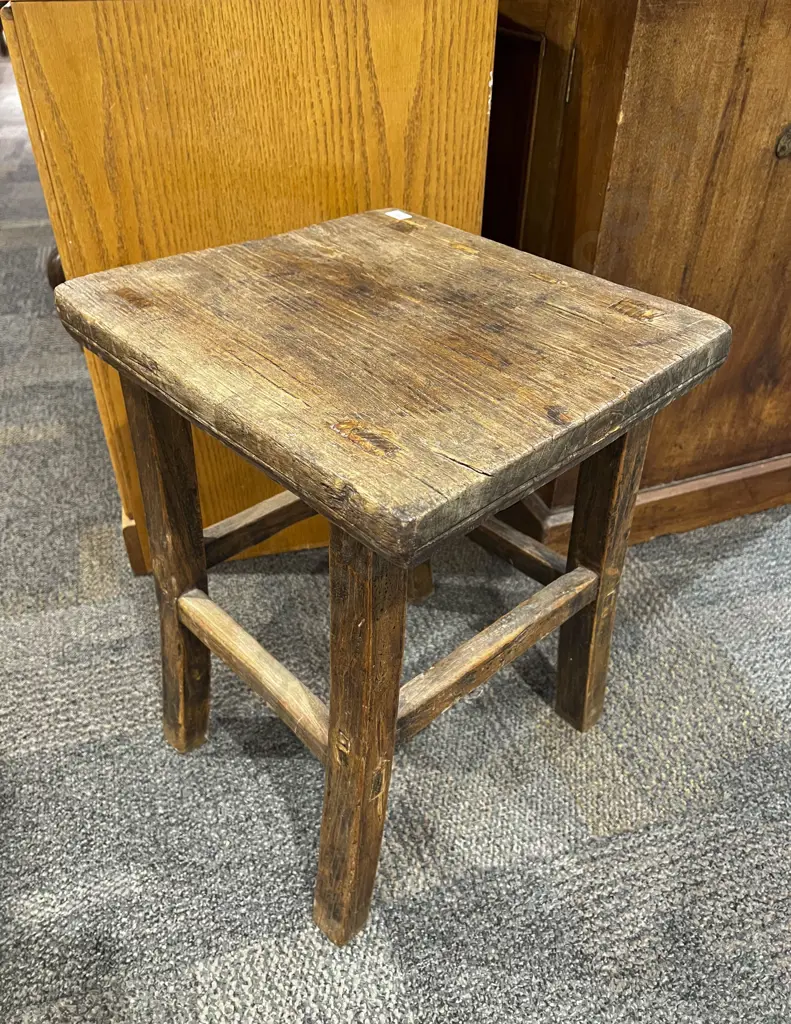 Antique Rustic Farm Stool Image 1++
