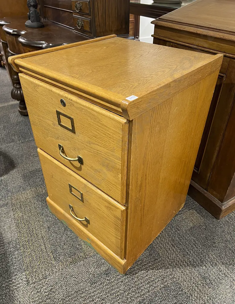 Oak Two Drawer Filing Cabinet Image 1++