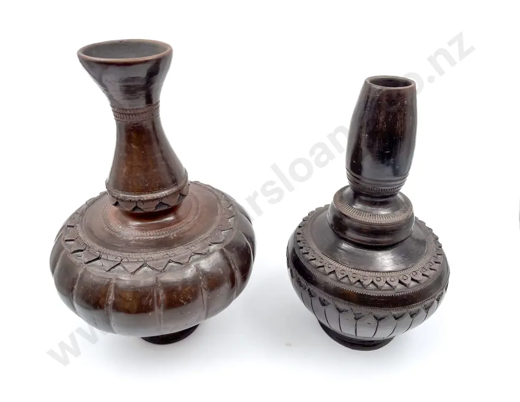 Two Thai Chiang Mai Earthenware Water Cooler Vases Image 1++