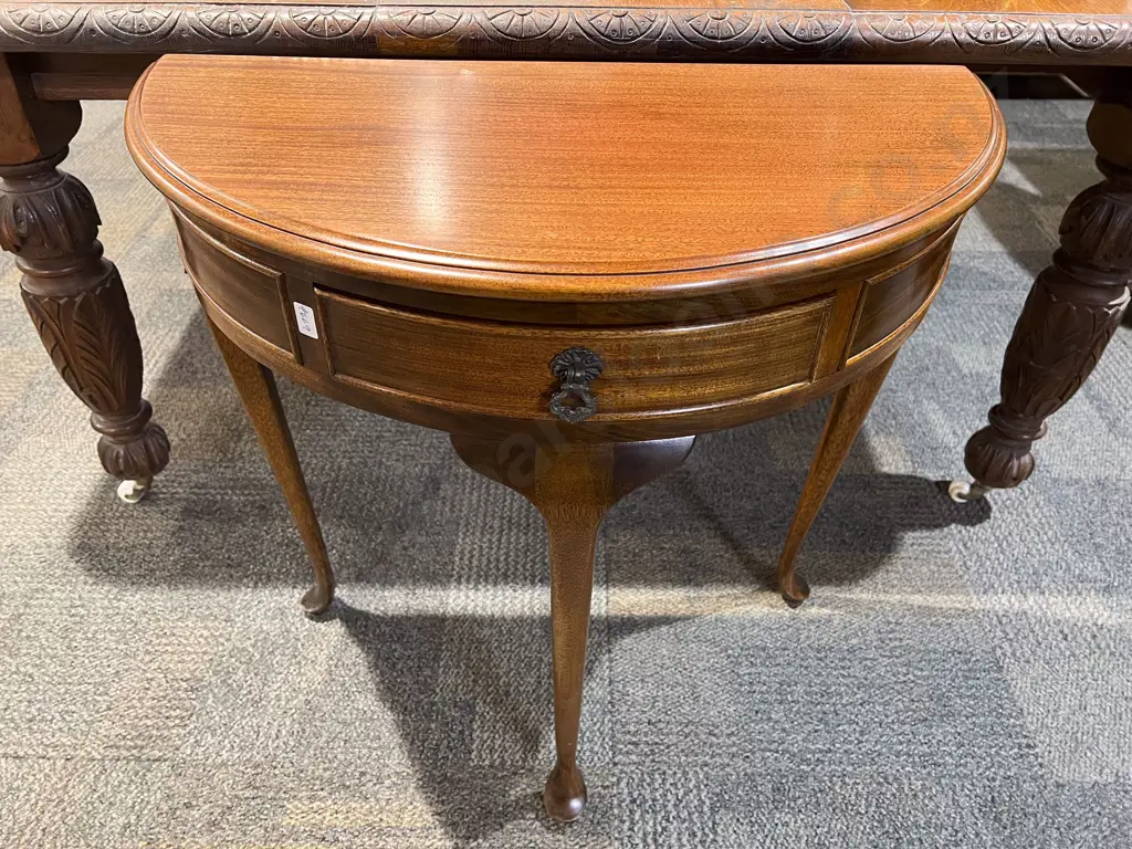 Mahogany Demi Lune Hall Table Image 1++