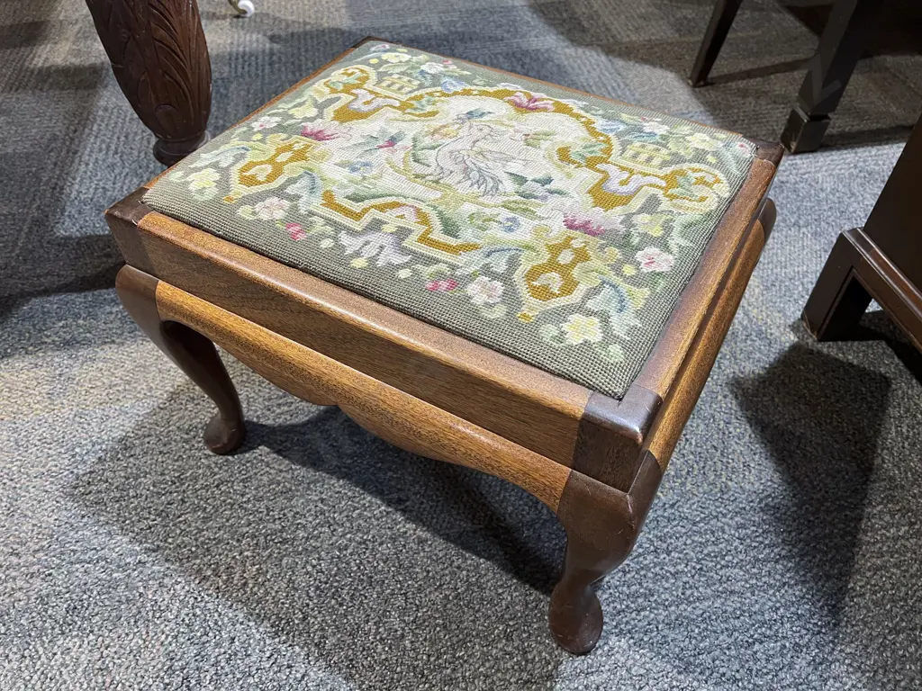 Oak Tapestry Top Footstool Image 1++
