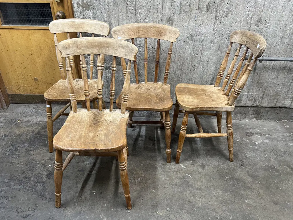 Four Country Kitchen Stick Back Chairs Image 1++