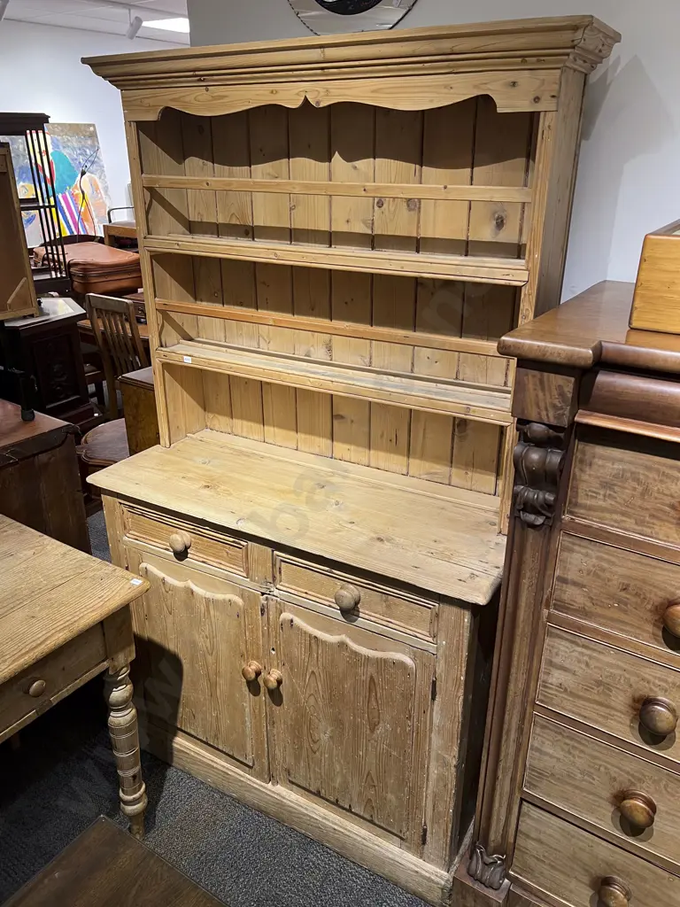 Victorian Stripped Pine Welsh Dresser Image 1++