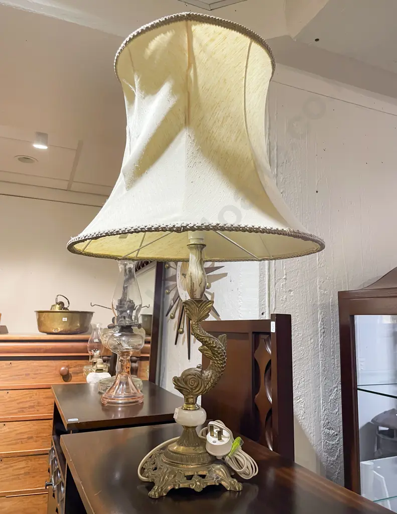 Brass Koi Fish Form Table Lamp Image 1++
