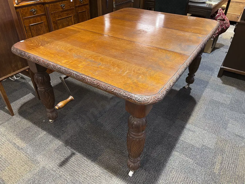Edwardian Oak Extension Dining Table Image 1++