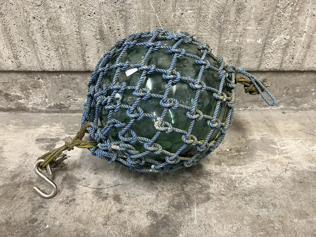 Vintage Blue Glass Rope Bound Bouy Image 1++