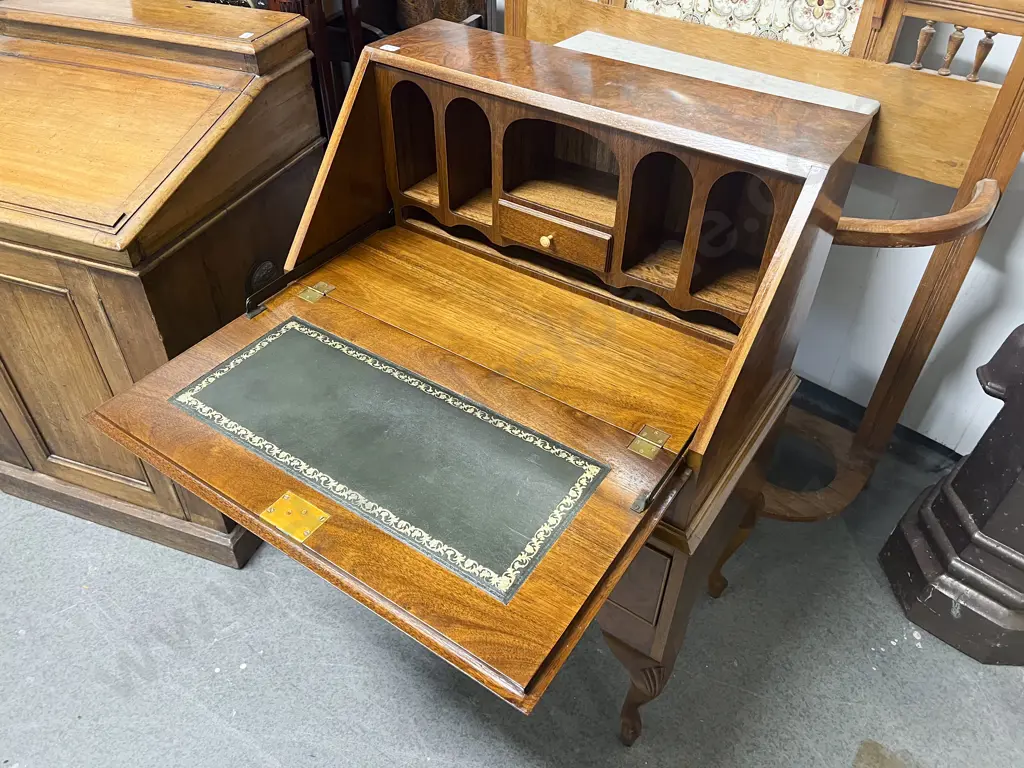 Repro Burr Walnut Writing Bureau Image 1++