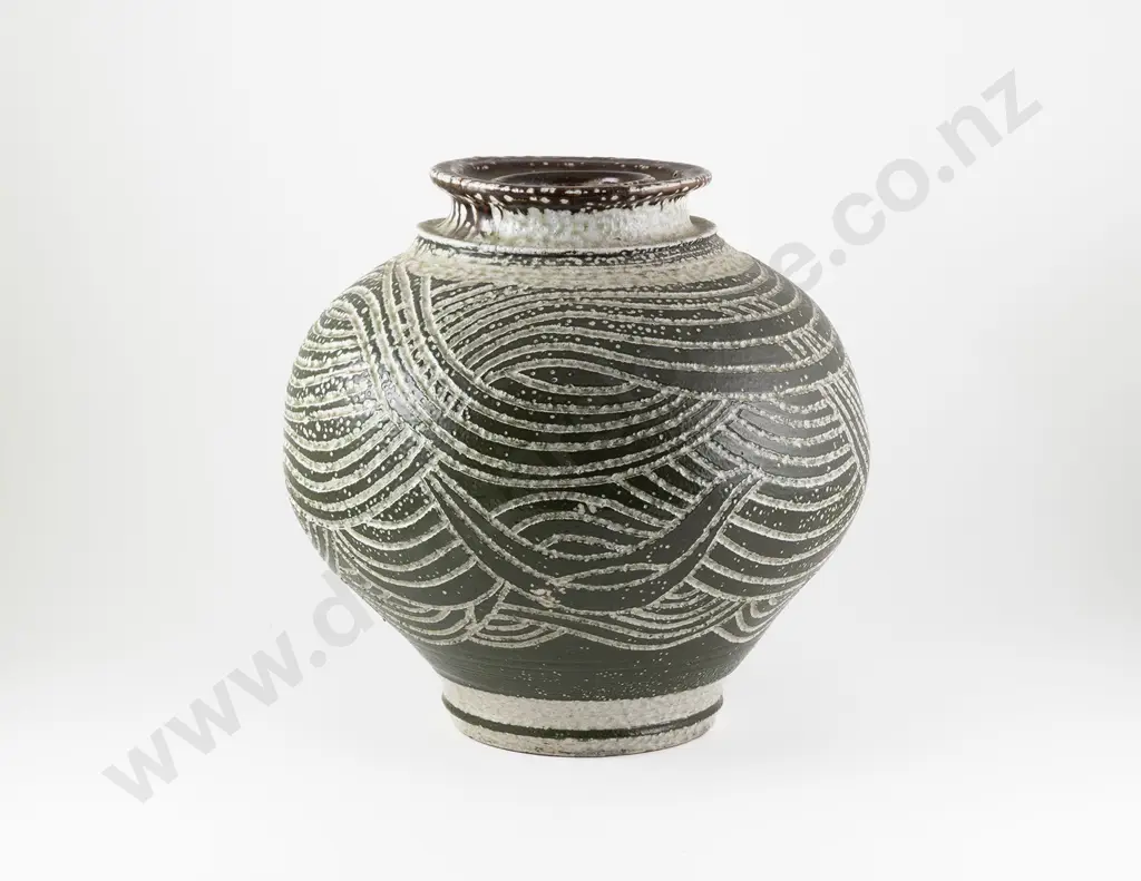 Roy Cowan Green Salt Glazed Floor Vase Image 1++