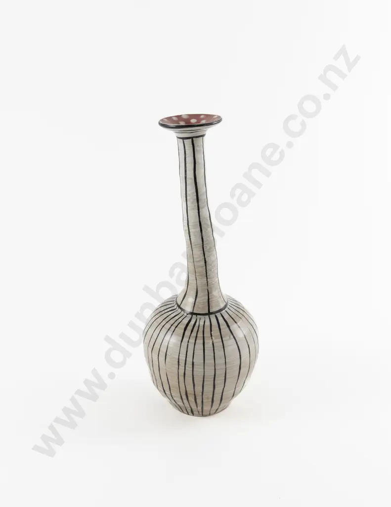 Polychrome Glazed Long Necked Vase Image 1++