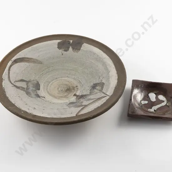 Colleen Hay Unglazed Footed Shallow Earthenware Bowl & Other