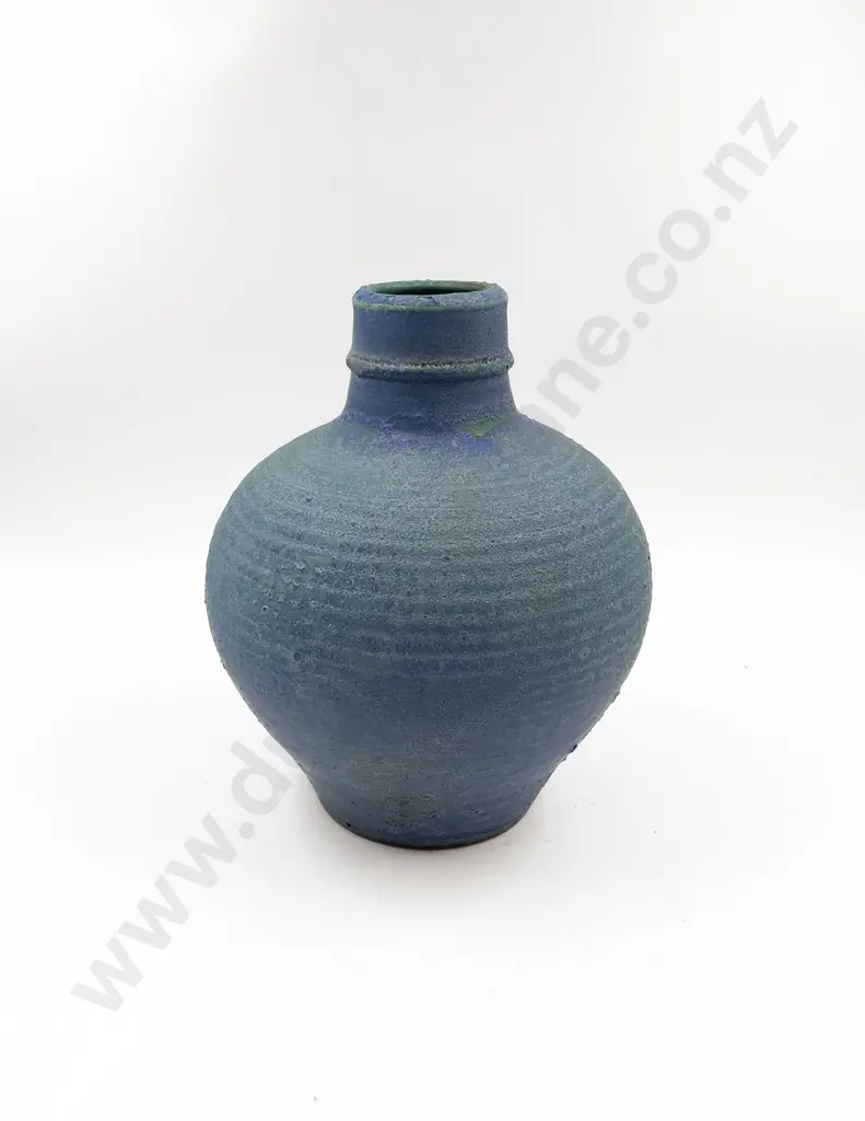 NZ Pottery Blue Glaze Baluster Vase Image 1++