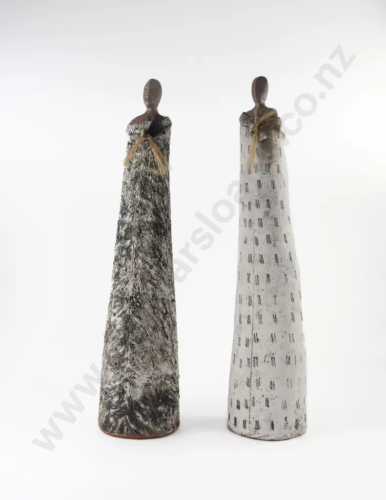 Two Fern Flat Pottery 'Cloaked Figure' Sculptures Image 1++