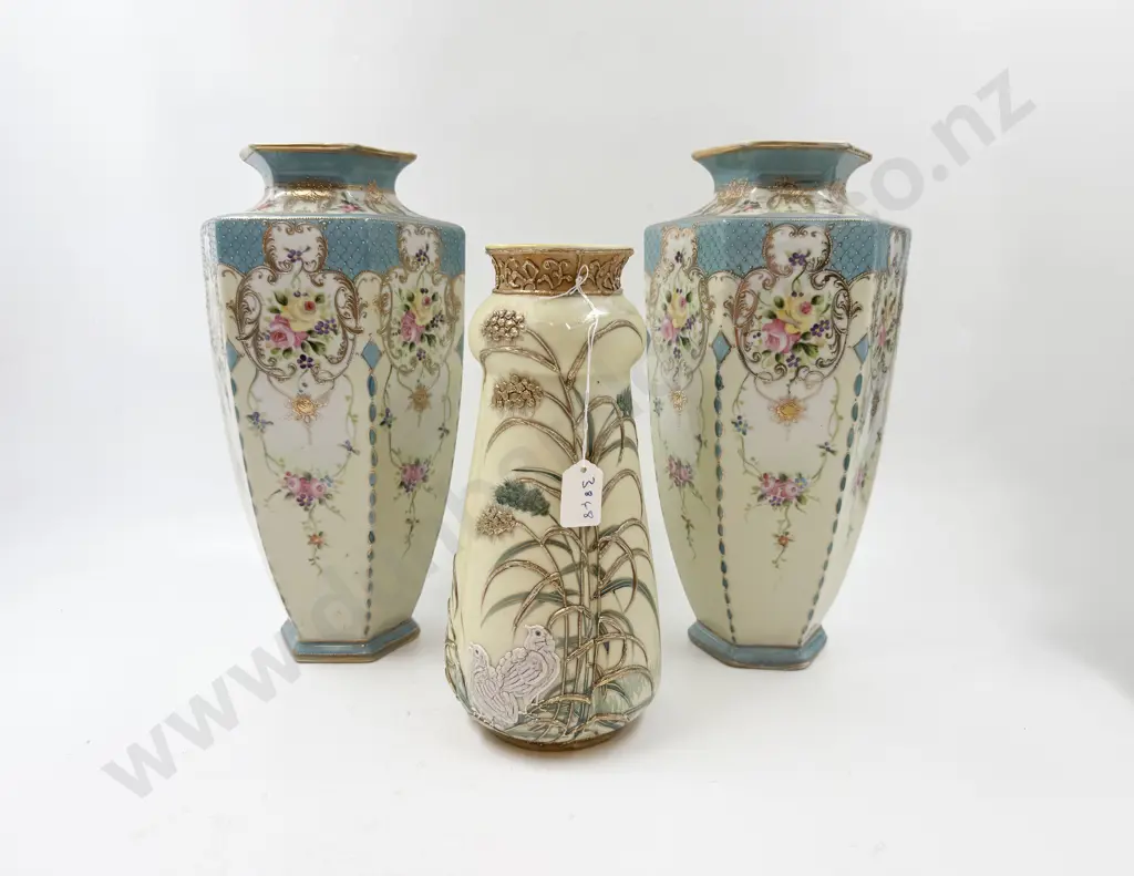 Pair of Japanese Nippon Vases and Single Image 1++