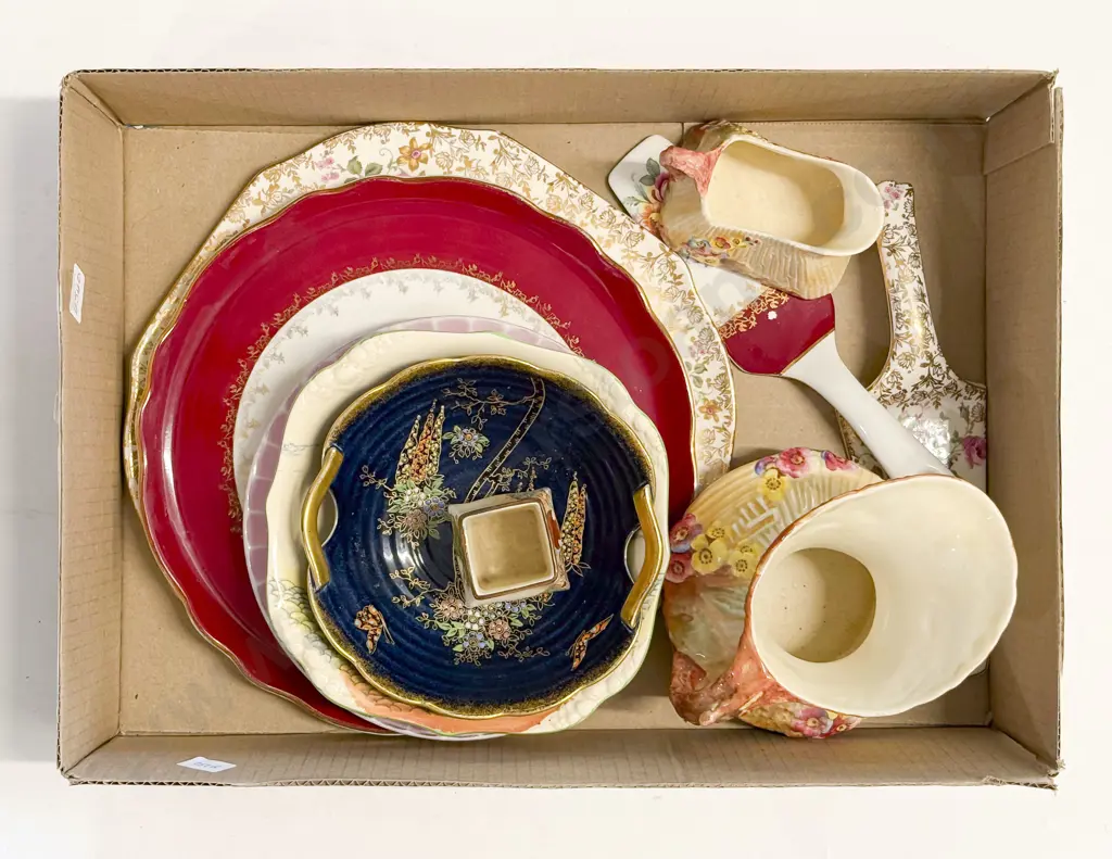Two Pavlova Plates with Slicers and Assorted China Image 1++