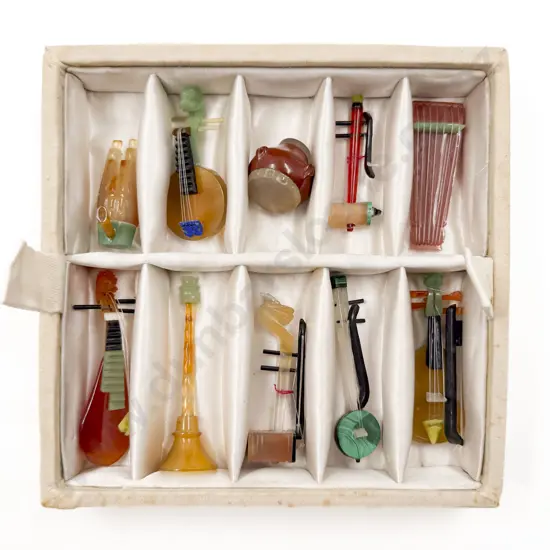 Cased Ten Agate Traditional Musical Instruments