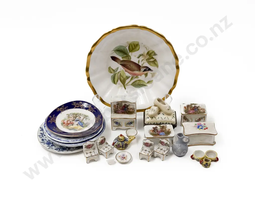 Limoges and Other Miniatures with Various Dishes Image 1++