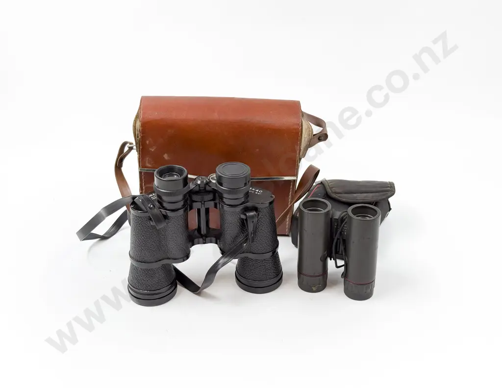 Vintage Binoculars in Case together with Small Modern Pair Image 1++