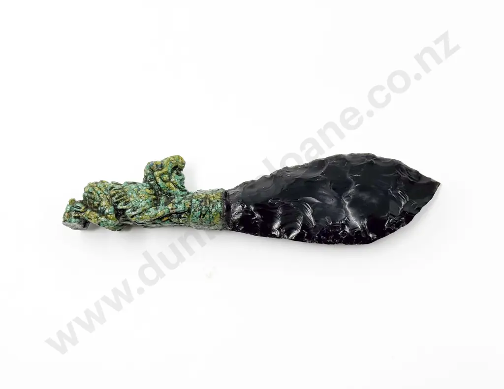 Obsidian Glass Dagger with Figural Handle Image 1++