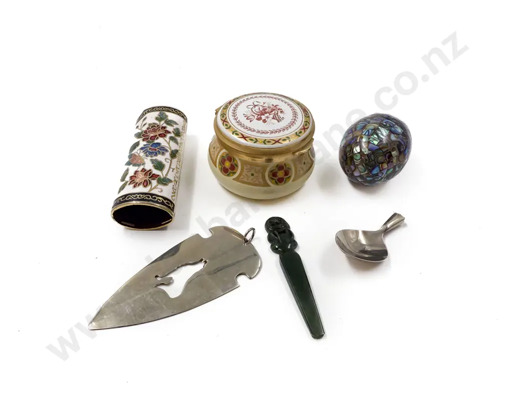 Bilston Battersea Trinket Box together with Paua Shell Egg & Others Image 1++