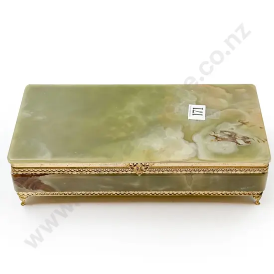 Vintage Onyx & Gilt Jewellery Box