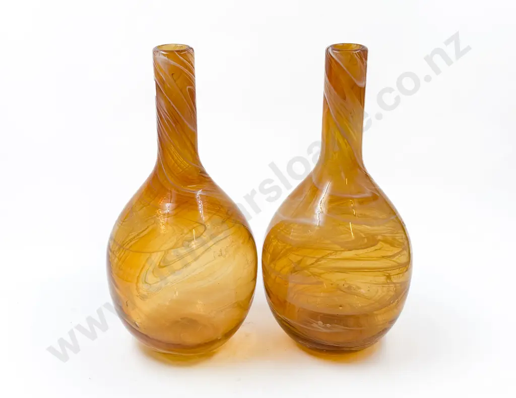 Pair of Hand Blown Art Glass Vases Image 1++