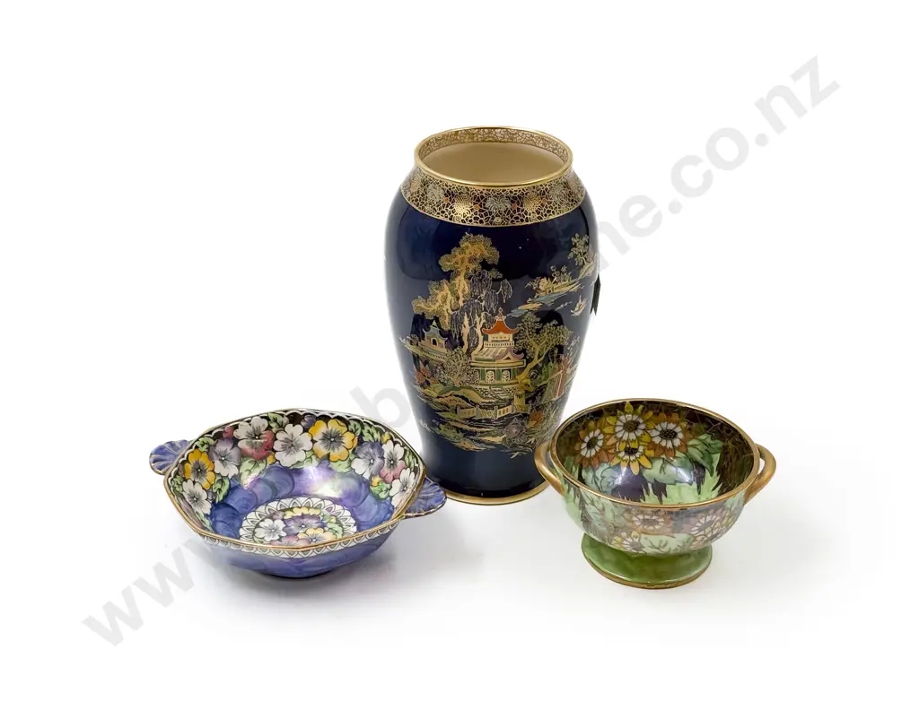 Crown Devon Vase & Two Pieces of Maling Image 1++